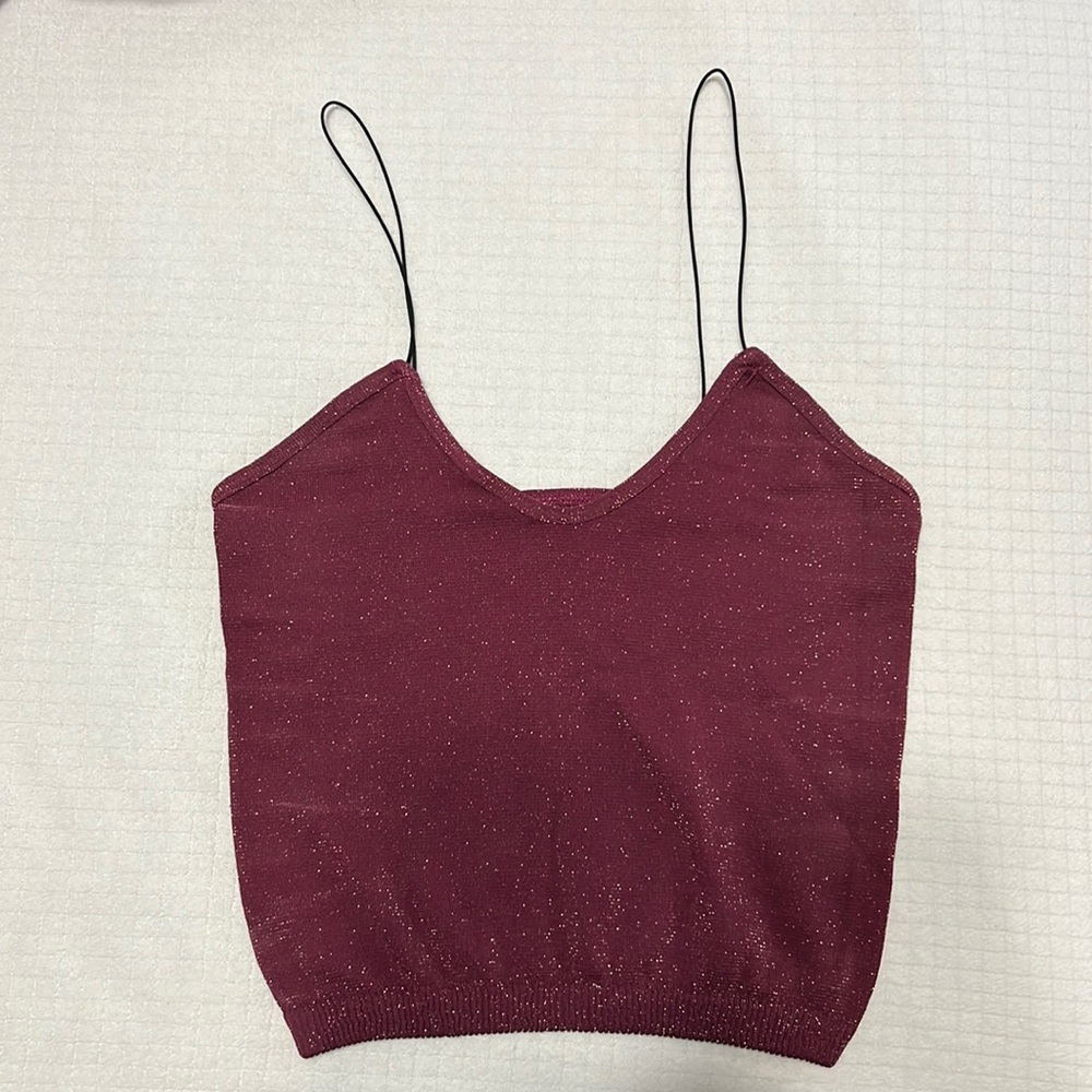 Free People Sparkly Fitted Cropped Tank